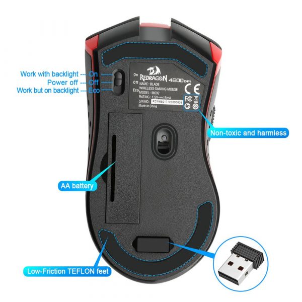 Redragon M692 Blade Wireless 9-Button Programmable Gaming Mouse with 4800 DPI Optical Sensor – Bild 5