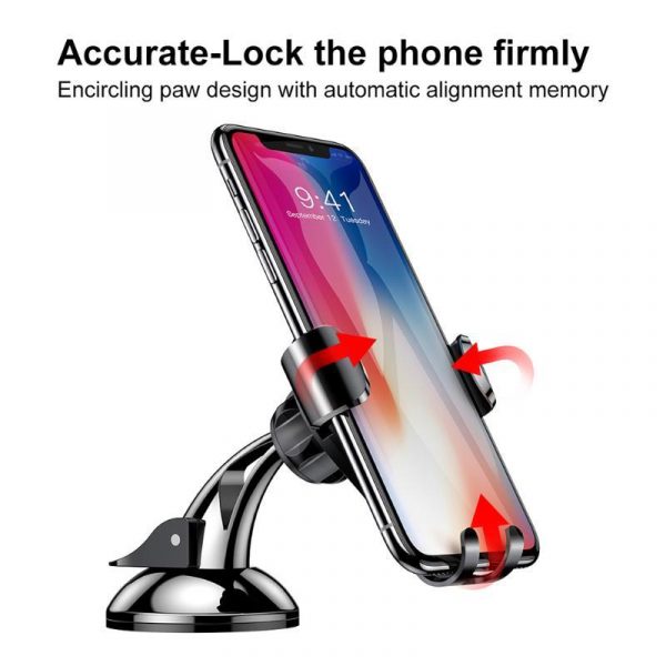 Baseus Automatic Clamping Car Phone Holder with Suction Mount – Compatible with iPhone X/8/8 Plus, Samsung S8, Xiaomi, and LG – Bild 6