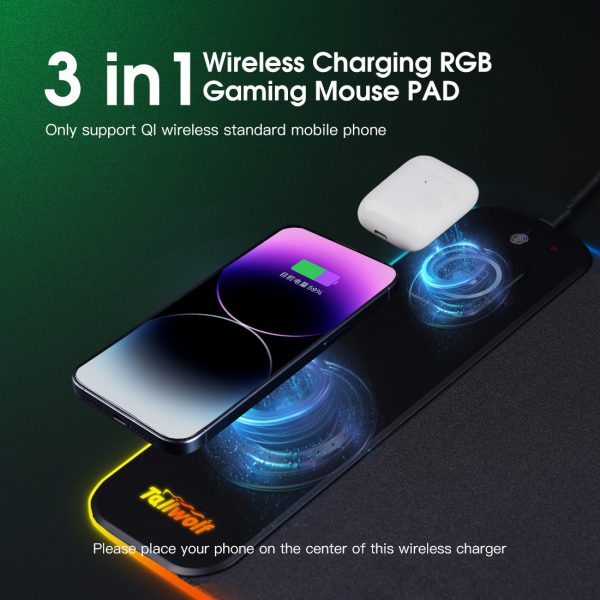 3-in-1 Magnetic Wireless Charging Luminous Mouse Pad Desk Mat – Bild 4