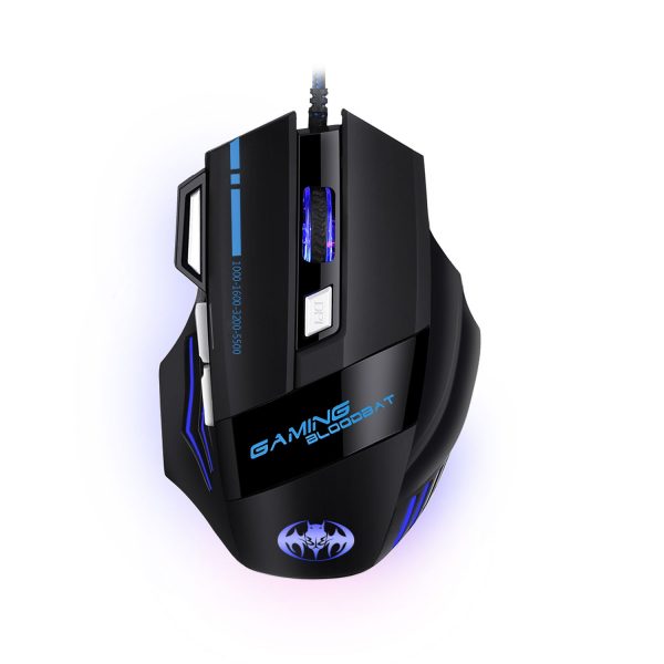 8-Button USB Wired Optical Gaming Mouse with Breathing LED Illumination and Rapid-Fire Button