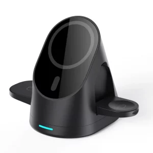 Magnetic Vertical 3-in-1 Wireless Charging Stand for Apple iPhone, AirPods, and Apple Watch