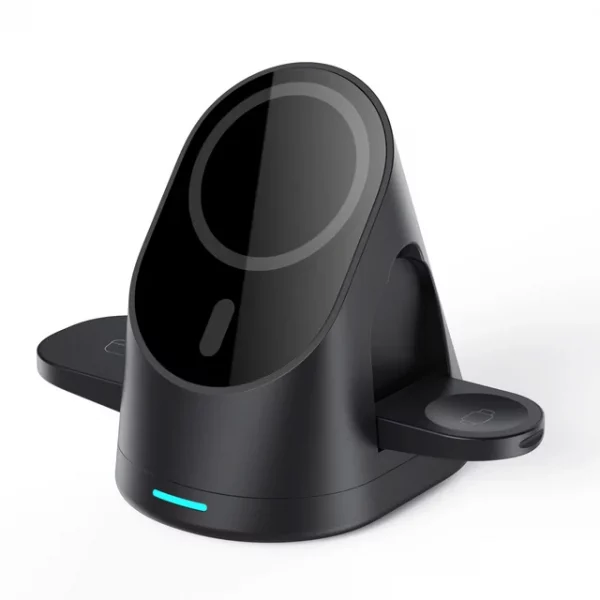 Magnetic Vertical 3-in-1 Wireless Charging Stand for Apple iPhone, AirPods, and Apple Watch