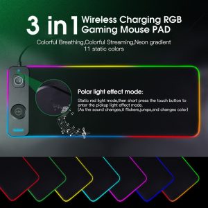 3-in-1 Magnetic Wireless Charging Luminous Mouse Pad Desk Mat