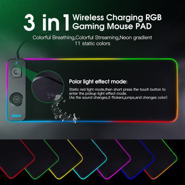 3-in-1 Magnetic Wireless Charging Luminous Mouse Pad Desk Mat