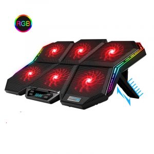 6-Fan RGB Gaming Laptop Cooling Pad with Dual USB Ports and Adjustable Stand for 12-17 Inch Notebooks