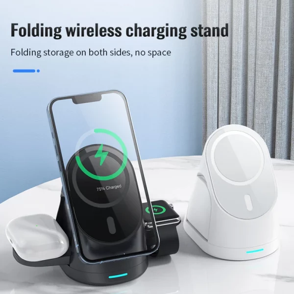 Magnetic Vertical 3-in-1 Wireless Charging Stand for Apple iPhone, AirPods, and Apple Watch – Bild 5