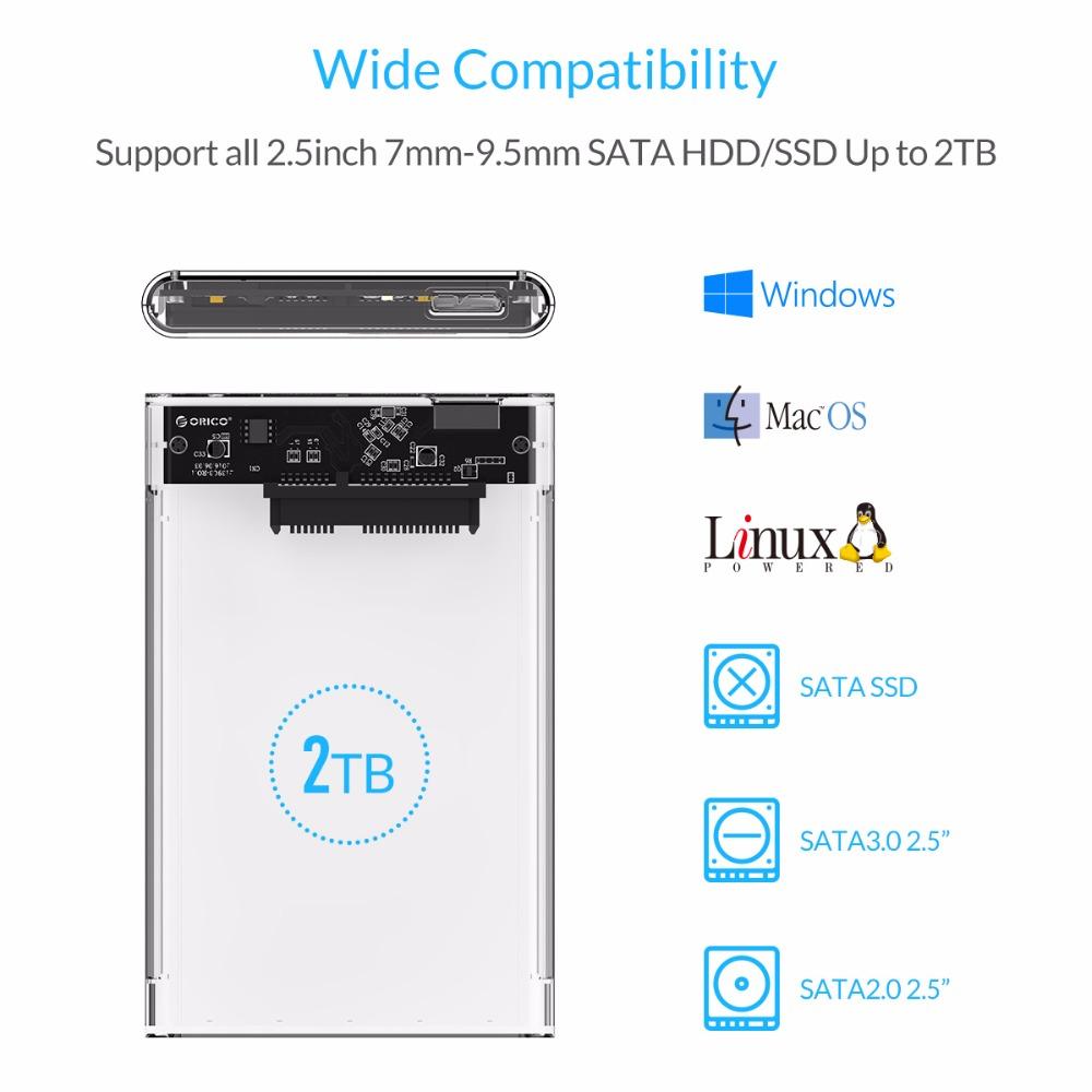 ORICO 2.5-Inch USB 3.0 SATA III HDD/SSD Enclosure with UASP Support, Tool-Free Design – Bild 5