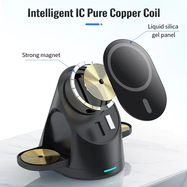 Magnetic Vertical 3-in-1 Wireless Charging Stand for Apple iPhone, AirPods, and Apple Watch – Bild 6