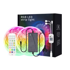 5050 RGB WiFi LED Light Strip Kit with Music Sync, App, Voice, and Sound Control, 12V