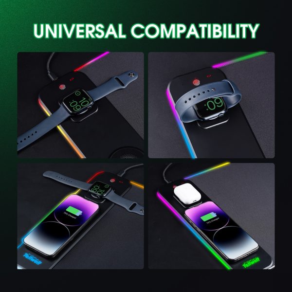 3-in-1 Magnetic Wireless Charging Luminous Mouse Pad Desk Mat – Bild 3
