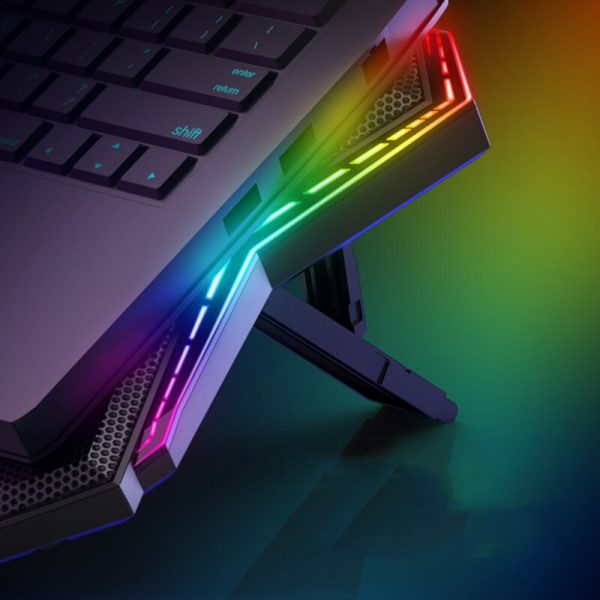 6-Fan RGB Gaming Laptop Cooling Pad with Dual USB Ports and Adjustable Stand for 12-17 Inch Notebooks – Bild 2