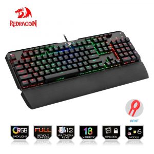 Redragon K555RGB Ergonomic Wired Mechanical Gaming Keyboard with RGB LED Backlighting and Full Anti-Ghosting
