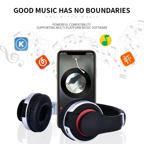 MH7 Foldable Wireless Bluetooth Stereo Gaming Headset with Built-in Microphone and TF Card Support for iPad and Mobile Devices – Bild 4