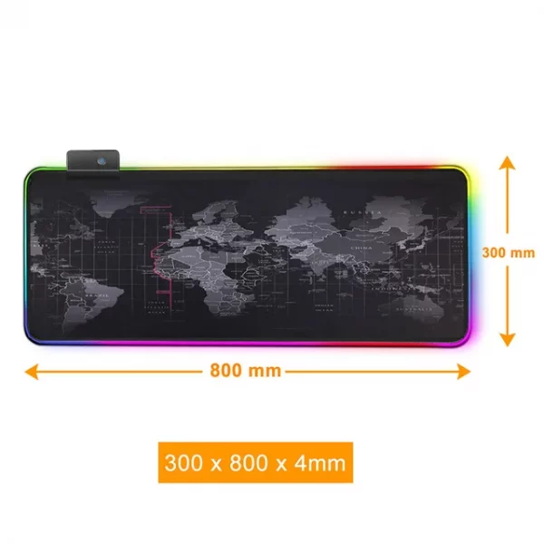 Extra-Large RGB LED Gaming Mouse Pad with World Map Design, Waterproof Surface, Non-Slip Rubber Base, and Extended Desk Mat for PC and Laptop Gamers – Bild 13