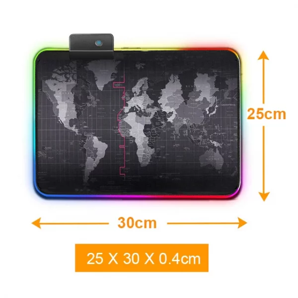 Extra-Large RGB LED Gaming Mouse Pad with World Map Design, Waterproof Surface, Non-Slip Rubber Base, and Extended Desk Mat for PC and Laptop Gamers – Bild 11