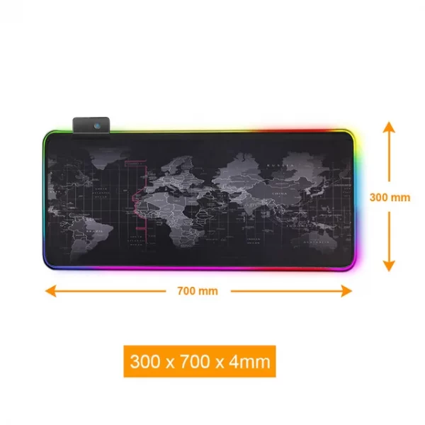 Extra-Large RGB LED Gaming Mouse Pad with World Map Design, Waterproof Surface, Non-Slip Rubber Base, and Extended Desk Mat for PC and Laptop Gamers – Bild 12
