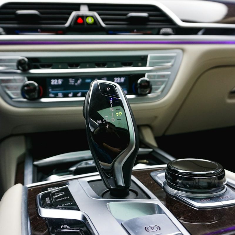 Car Accessories – Modern Interior Modern car interior with mobile phone holder and LED ambient lighting